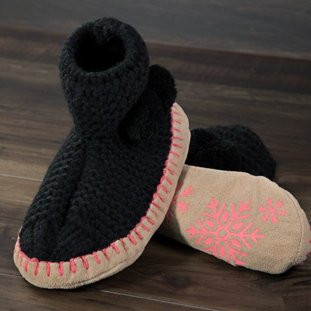 Comfy Hand Knitted Indoor Slipper Booties w Pom-Poms 🎁 Excellent Gift! 🎁